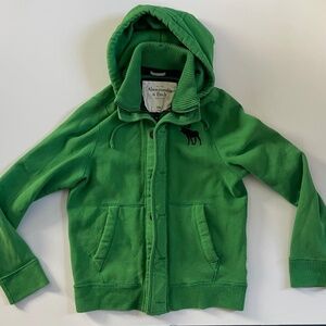 ABERCOMBIE & FITCH zip-up, button Hoodie, Style: Muscle, green, Size XXL